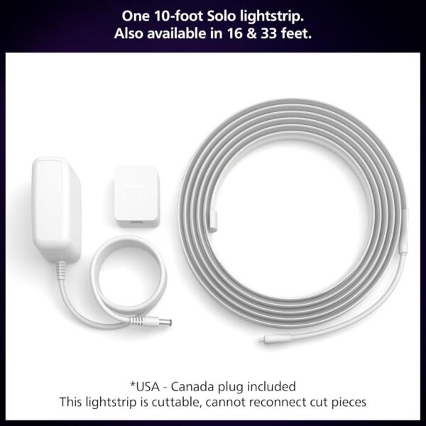 Philips Hue Indoor 10 Ft Smart LED Solo lightstrip Base Kit - 1 Pack - Control with Hue App - Compatible with Alexa, Google Assistant and Apple HomeKit - Image 2