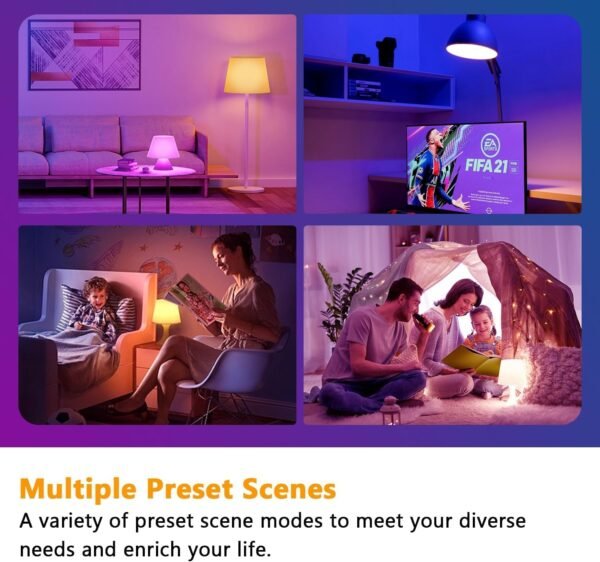 dalattin A19 Smart Bulb, WiFi RGBCW Color Changing Light Bulb, Led Light Bulb Compatible with Alexa & Google Assistant, E26 Led Bulb 60 Watt Equi, 800LM, 2.4GHz, 2 Pack - Image 5