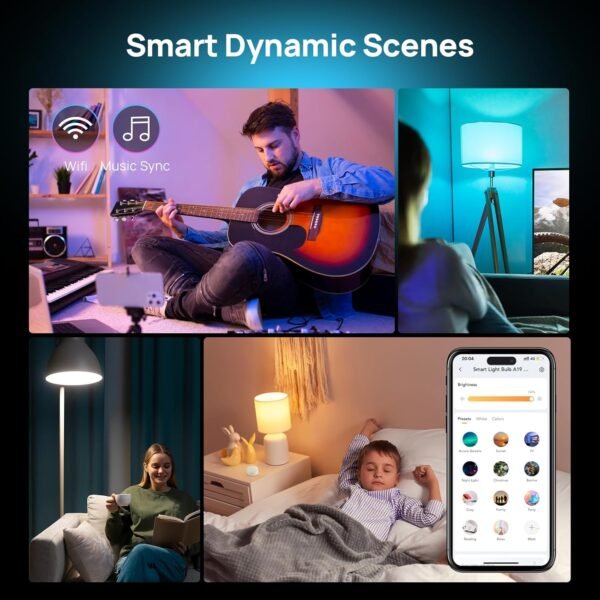 Consciot Smart Light Bulbs with Remote Control, LED Light Bulb That Works with Alexa & Google Home, Color Changing Light Bulb, A19 E26 2.4Ghz WiFi Light Bulbs 60 watt equivalent, 800lm Dimmable 6 Pack - Image 5