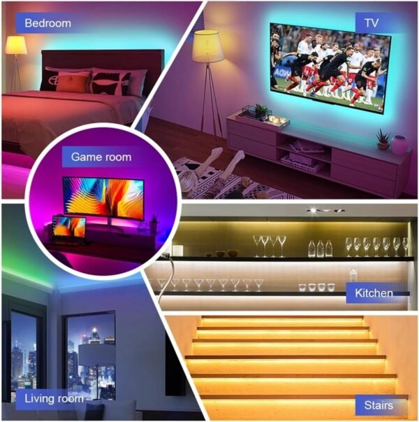 Tuya Smart Light Strip WiFi Set 24-Key WiFi Set tuya Light Strip 5 Meters Color Voice Control (Size : UK, Color : 150 Lights Waterproof IP65) - Image 2