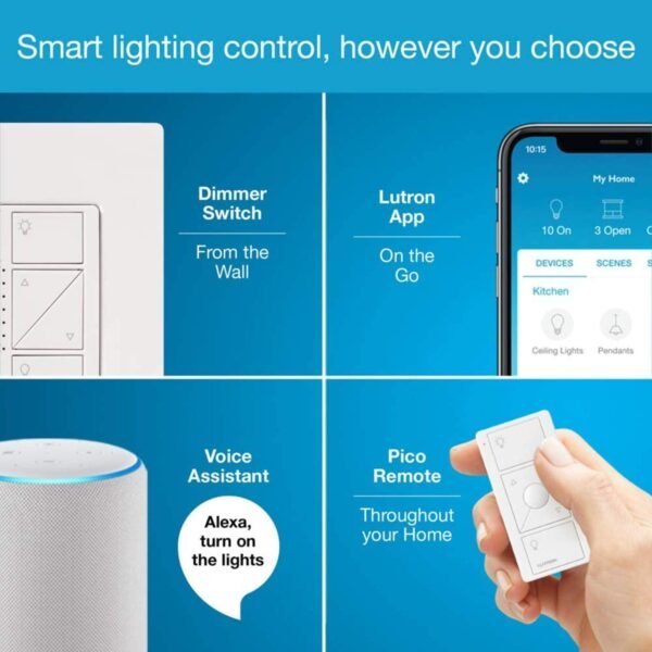 Lutron Caseta Smart Lighting Smart Hub for Light Bulbs and Fans, Works w/ Alexa, Apple Homekit, Google Home, 75 Device Capacity, L-BDG2-WH, White - Image 4