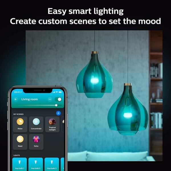 Philips Hue White and Color Ambiance A19 Medium Lumen Smart Bulb, 1100 Lumens, Bluetooth & Zigbee Compatible (Hue Hub Optional), Works with Alexa & Google Assistant, 1 Bulb - Image 5