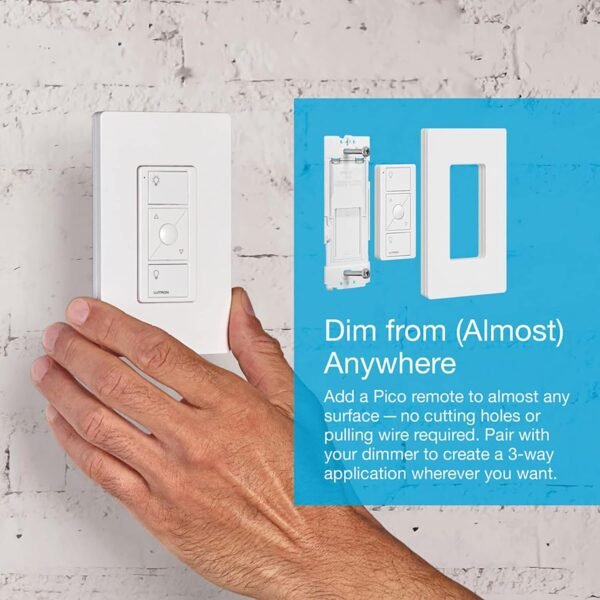 Lutron Caseta Smart Lighting Original Dimmer Switch, for Light Bulbs, Works w/ Alexa, Apple Homekit, Google Home (Hub Required), 150W Single-Pole/3-Way, No Neutral Required, PD-6WCL-WH, White - Image 5