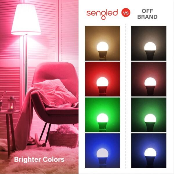 Sengled Color Changing Bulbs That Works with Alexa, Google Home, 3 Pack Starter Kit with Smart Switch, RGB Light A19 E26 Dimmable LED 60W Equivalent, 800LM, 5 Piece Set, White, 3 Count - Image 10