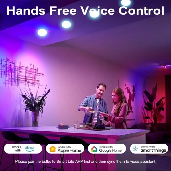 Smart Light Bulbs, WiFi GX53 Color Changing Light Bulbs, Dimmable GX53 700LM 7W (Equivalent 70W), Compatible with Alexa/Google Home/SmartThings, Music Sync Light Bulb 2.4G WiFi only - Image 3