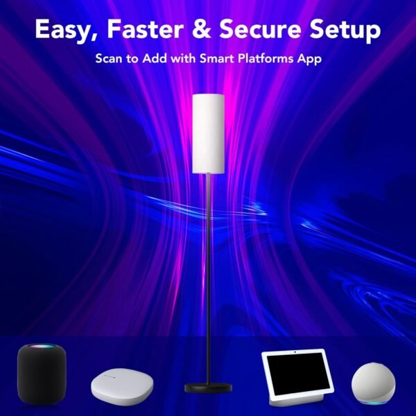 PARTPHONER Floor Lamps for Living Room with Matter Smart LED Light Bulb Work with Google Home/Alexa/Apple Home/SmartThings/Siri, Modern Standing Lamp Color Changing Light Bulb, Smart Home Integration - Image 2