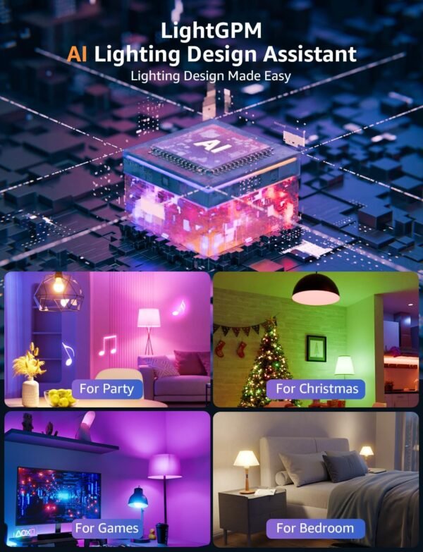 Lepro B1 AI Smart Light Bulbs - WiFi & Bluetooth RGBWW Color Changing LED Bulb Compatible with Alexa & Google Assistant, AI Generated Lighting, AI Voice Control, Music Sync, 2.4GHz Only, 2 Packs - Image 4