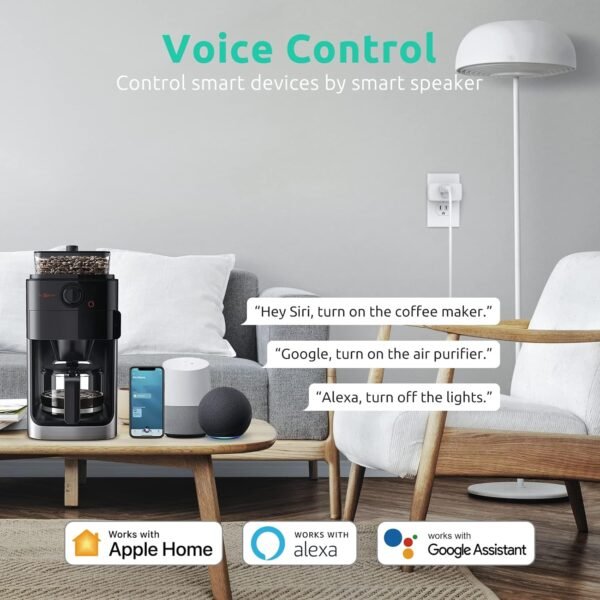 VOCOlinc Homekit Smart Plug Works with Alexa, Apple Home, Google Assistant, WiFi Smart Plug That Work with Alexa, Electrical Timer Outlet Support Siri, No Hub Required, 15A, 2.4GHz, 110～120V 3 Pack - Image 2