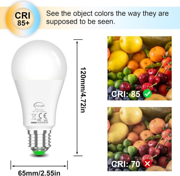 Smart Light Bulbs 13W E26 Smart LED Light Bulb Compatible with Alexa Warm White to White A19 APP Control Bulb Bluetooth Mesh 4 Pack - Image 8
