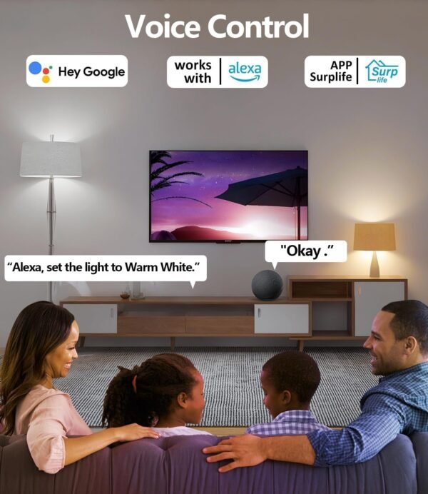 luckystyle Smart Light Bulbs, 9W A19 E26 800LM WiFi Bluetooth LED Bulbs Compatible with Alexa, Google Assistant & Home, 16 Million Colors Music Sync Color Changing Dimmable RGBWW Lights Bulb (2) - Image 2
