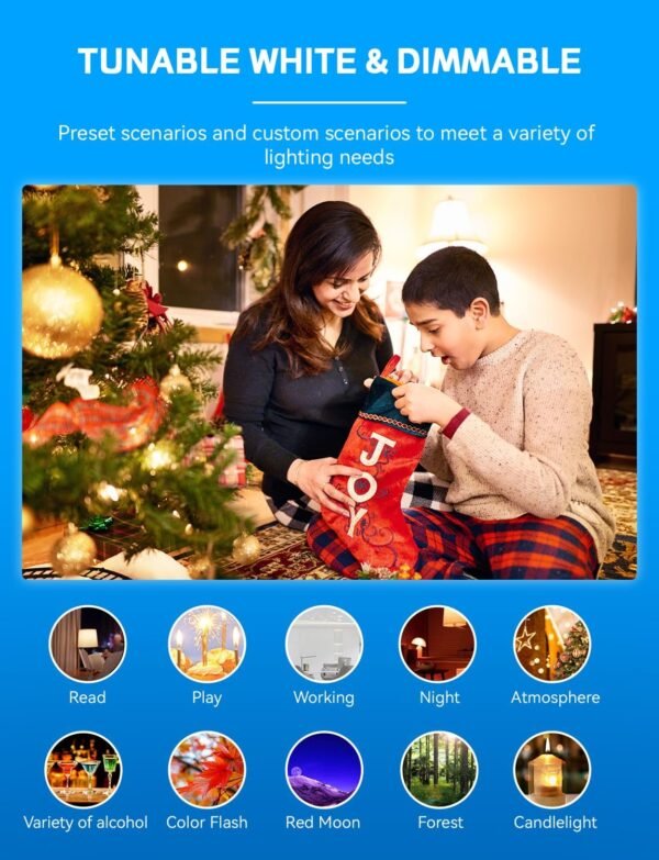 Smart Light Bulbs 4Pack with Remote, A19 E26 800LM LED Color Changing Light Bulb, WiFi & Bluetooth 5.0, Warm to Cool White, Dimmable, RGB Smart Home Lighting Work with Alexa Google Assistant - Image 6