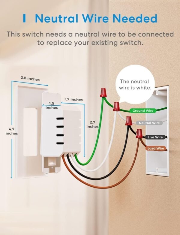 Meross Smart Light Switch Supports Apple Homekit, Siri, Alexa, Google Assistant & SmartThings, 2.4Ghz WiFi Light Switch, Neutral Wire Required, Single Pole, Remote Control Schedule, 2 Pack - Image 5