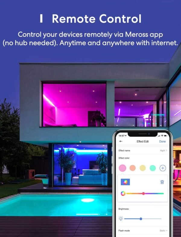 meross Smart LED Strip Lights, 16.4ft WiFi Strip Work with Apple HomeKit, Alexa, Google Home, and SmartThings, 16 Million Colors with App Control and RGB LED Lights for Bedroom, Living Room, Kitchen - Image 8