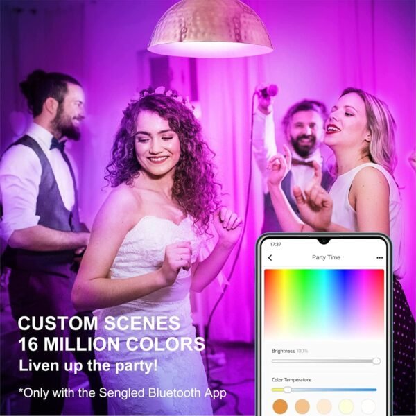 Sengled Alexa Light Bulbs, 75W Equivalent, S1 Auto Pairing with Alexa Devices, Smart Light Bulb that Work with Alexa, Bluetooth Mesh Smart Home Lighting, ‎Multicolor Dimmable, No Hub Required,4-Pack - Image 4
