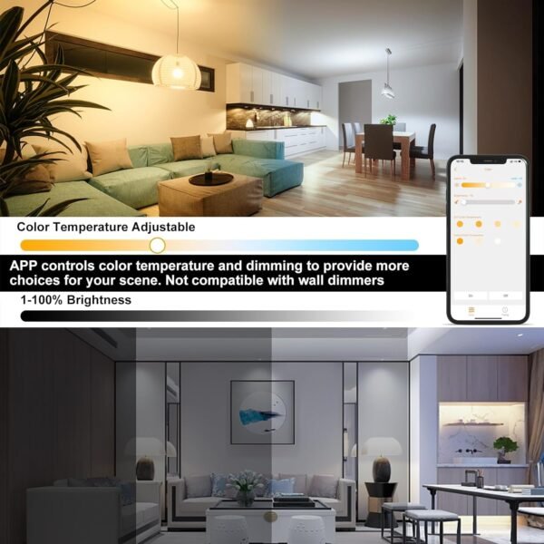 Alexa Led Light Bulbs, A19 E26 Smart Bulb, 130W Equivalent, Warm White to Daylight, 13 Watt Bluetooth Remote Control Light Bulb,Energy Saving,for Kitchen Bedroom Indoor,1 Pack - Image 4