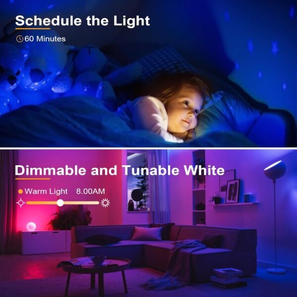 Smart Light Bulbs, WiFi GX53 Color Changing Light Bulbs, Dimmable GX53 700LM 7W (Equivalent 70W), Compatible with Alexa/Google Home/SmartThings, Music Sync Light Bulb 2.4G WiFi only - Image 5