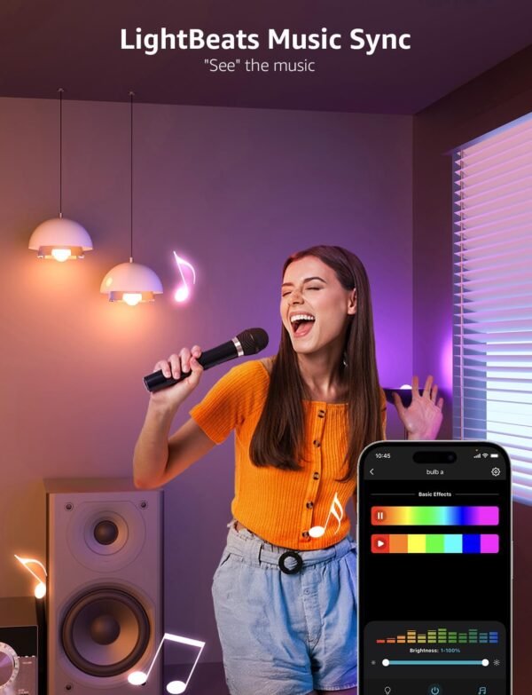 Lepro B1 AI Smart Light Bulbs - WiFi & Bluetooth RGBWW Color Changing LED Bulb Compatible with Alexa & Google Assistant, AI Generated Lighting, AI Voice Control, Music Sync, 2.4GHz Only, 2 Packs - Image 7