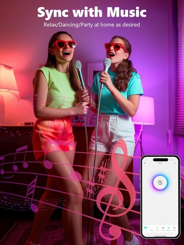 BrizLabs Smart Light Bulbs, RGBWW LED Light Bulb, Color Changing Light Bulb, App Control WiFi Light Bulb Compatible with Alexa and Google Home, 806 Lumens, A19, E26, 2.4 GHz, No Hub Required, 4 Pack - Image 4