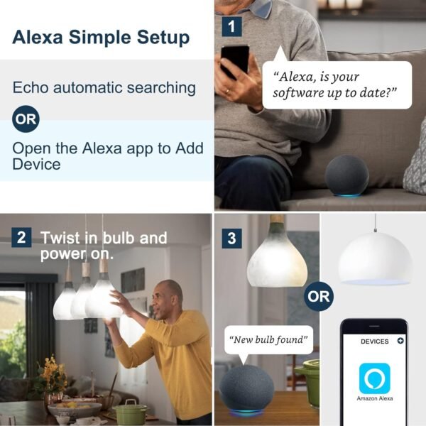 Sengled Alexa Light Bulbs, 75W Equivalent, S1 Auto Pairing with Alexa Devices, Smart Light Bulb that Work with Alexa, Bluetooth Mesh Smart Home Lighting, ‎Daylight 5000K, No Hub Required, 4-Pack - Image 9