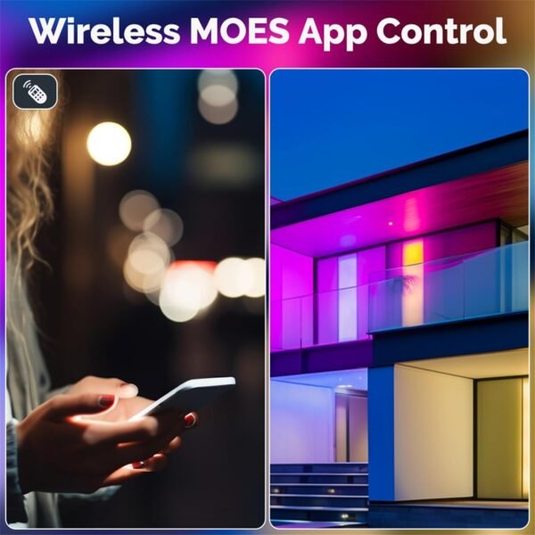 MOES Matter Smart GU10 LED Light Bulbs, Color Changing WiFi Smart Bulbs, 2700K-6500K CW& RGB Dimmable, Smart Life Remote Control, Work with Apple Homekit/Alexa/Google Home, 400lm 5W 4 Pack - Image 4