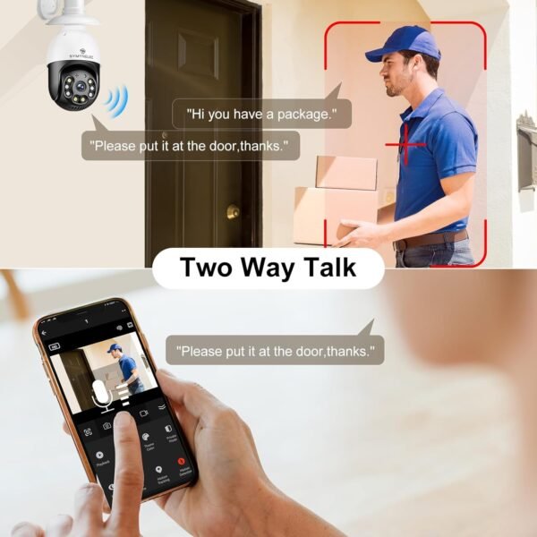 SYMYNELEC Light Bulb Security Camera Outdoor Waterproof 2.5K, 2.4GHz Wireless WiFi Light Socket Security Cam with AI Human Motion Detection Tracking Color Night Vision Works with Alexa Google (2 PCS) - Image 6