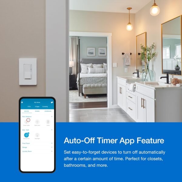 Lutron Caseta Smart Lighting Original Dimmer Switch, for Light Bulbs, Works w/ Alexa, Apple Homekit, Google Home (Hub Required), 150W Single-Pole/3-Way, No Neutral Required, PD-6WCL-WH, White - Image 4