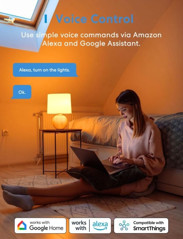 meross Wi-Fi Smart Light Bulb, Color Changing Led Bulbs Compatible with Alexa and Google Home, 2700K-6500K Tunable White, 810 Lumens 60W Equivalent, A19, E26, 2 Pack - Image 2