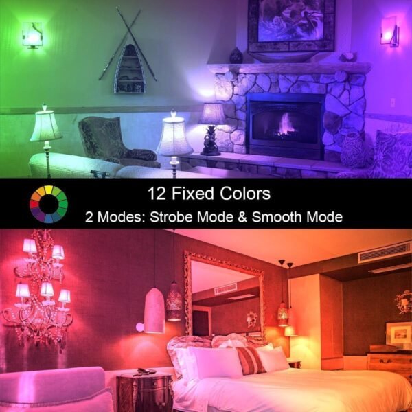 ILC RGB LED Color Changing Light Bulb, 40W Equivalent, 450LM, 2700K Warm White 5W E26 Screw Base RGBW, Flood Light Bulb- 12 Color Choices - Timing Infrared Remote Control (4 Pack) - Image 2