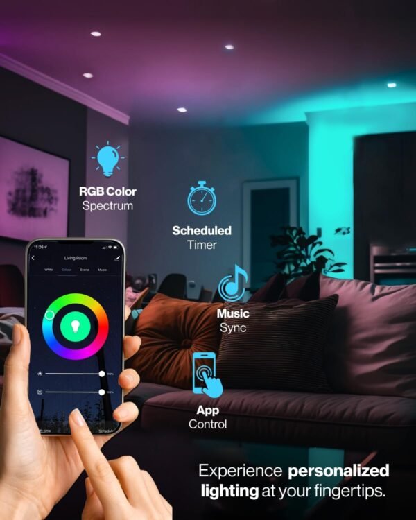 Sunco BR30 Alexa Smart Flood Light Bulbs Color Changing LED Recessed WiFi Bulb 8W, RGBCW, Dimmable, 650 Lumens, Compatible with Alexa & Google Assistant, E26 Base No Hub Required 6 Pack - Image 2