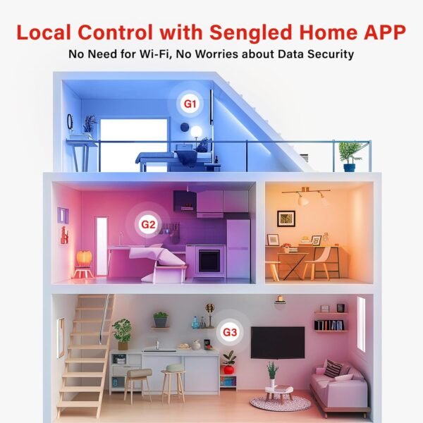 Sengled Dual Mode Smart Light Bulbs with Remote & App Control, Color Changing Light Bulbs, RGBW LED Light Bulbs 2700K-6500K Dimmable, 60W Equiv, Group control, Timing, Sunrise & Sunset (4P, No Remote) - Image 5