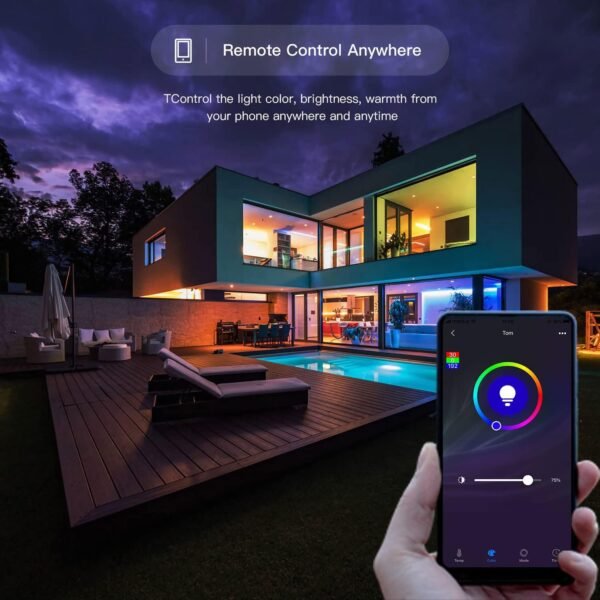 Smart Light Bulbs Work with Apple HomeKit, WiFi LED Light Bulb Multicolor Smart Bulbs Compatible with Siri, Alexa, Google Assistant - Image 2