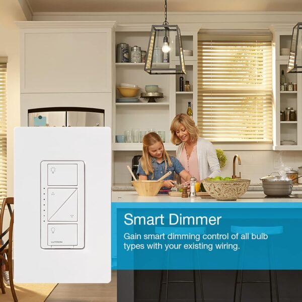 Lutron Caseta Smart Lighting Original Dimmer Switch, for Light Bulbs, Works w/ Alexa, Apple Homekit, Google Home (Hub Required), 150W Single-Pole/3-Way, No Neutral Required, PD-6WCL-WH, White - Image 12