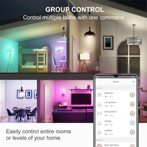 Sengled Zigbee Smart Light Bulbs, Smart Hub Required, Works with SmartThings and Echo with Built-in Hub, Voice Control with Alexa and Google Home, Color Changing 60W Eqv. A19 Alexa Light Bulb, 2 Pack - Image 7
