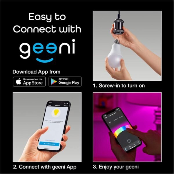 Geeni PRISMA 1050 Wi-Fi LED Light Bulb, Multicolor (2700K) – Dimmable LED Bulbs, A21, 75-Watt Equivalent – No Hub Required – Works with Amazon Alexa, Google Assistant - Image 8