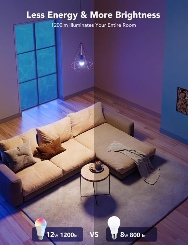 Govee Smart Light Bulbs 1200 Lumens, Color Changing Light Bulbs RGBWW Dimmable, Works with Alexa & Google Assistant, Color Lights Bulb, 12W 85W Equivalent A19 LED Bulbs for Bedroom Living Room, 2 Pack - Image 2