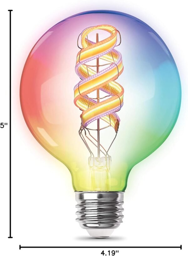Feit Electric 60 Watt Equivalent Smart Filament Globe Bulb, Spiral Filament WiFi Dimmable, Works with Alexa and Google Assistant No Hub Required, G30 Vanity LED Smart Light Bulb G3060/RGBW/FIL/AG - Image 16