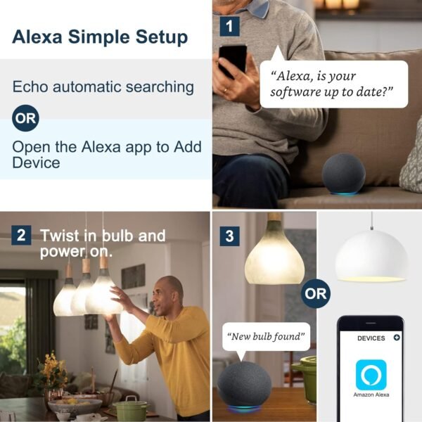 Sengled Alexa Light Bulb 75W Equivalent, Smart Light Bulbs Bluetooth Mesh 1050 LM, Smart Bulbs That Work with Alexa Only 2700K, High Brightness, Soft White A19 Dimmable Bulb, No Hub Required, 4 Pack - Image 8