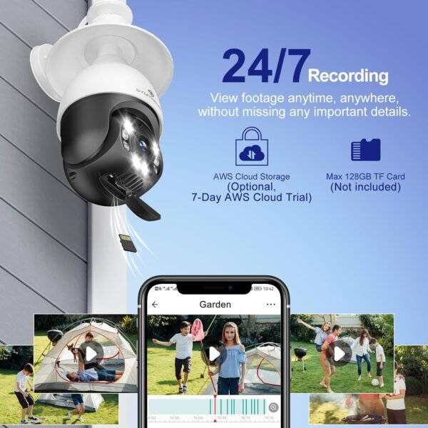 SYMYNELEC Light Bulb Security Camera Outdoor Waterproof 2.5K, 2.4GHz Wireless WiFi Light Socket Security Cam with AI Human Motion Detection Tracking Color Night Vision Works with Alexa Google (2 PCS) - Image 7