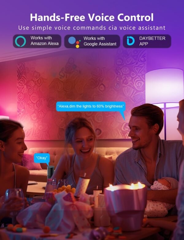 DAYBETTER Smart Light Bulbs, Alexa Light Bulbs, Smart Bulbs that Work with Alexa and Google Assistant, Color Changing Light Bulb, RGBCW WiFi & Bluetooth Dimmable LED Light Bulb, A19 E26 800LM, 10 Pack - Image 4