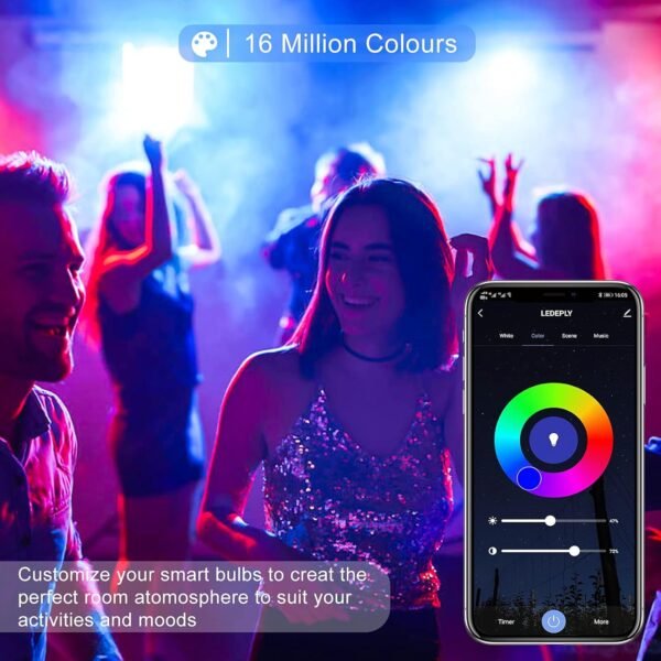 A15 LED Smart Bulb, Compatible with Alexa, Google Home, E26, 5W=40W, Color Changing, Dimmable WiFi Light Bulbs, No Hub Required, 3 Pack - Image 3