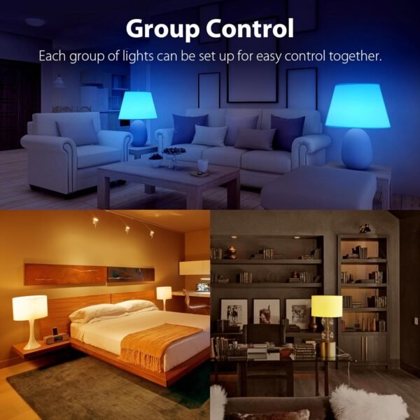Smart Light Bulbs Dimmable, 9W E26 LED Smart Bulb Music Sync RGB Color Changing 2700-6500K Tunable White, RGBCW Bluetooth Light Bulb with App Control for Party Home 60W Equivalent 1 Pack - Image 6