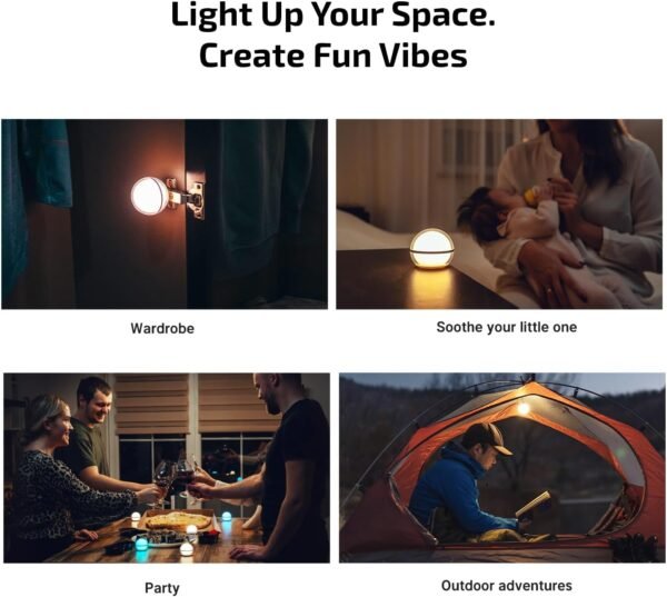 OLIGHT Sphere Smart Night Light, 75 lumens Stepless Dimming Table Lamp with Remotely APP Control, Magnetic Rechargeable RGB Ambient Lighting for Sleeping, Reading, and Relaxation - Image 6