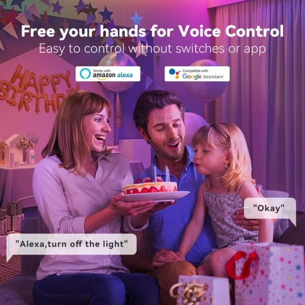 TJOY Smart WiFi Led Bulbs 9W(60W Equivalent), Compatible with Alexa&Google Assistant,Color Changing Light Bulb, A19 E26 800LM(2.4Ghz only),6 Pack - Image 3