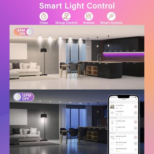 Sengled WiFi Color Changing Light Bulb, Alexa Smart Light Bulbs that Work with Alexa & Google Assistant, A19 RGB No Hub Required, 75 W Equivalent 800LM CRI>90, Set of 4 - Image 7