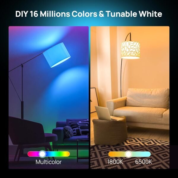 Consciot Smart Light Bulbs with Remote Control, LED Light Bulb That Works with Alexa & Google Home, Color Changing Light Bulb, A19 E26 2.4Ghz WiFi Light Bulbs 60 watt equivalent, 800lm Dimmable 6 Pack - Image 3
