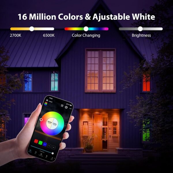 Smart Light Bulbs Dimmable, 9W E26 LED Smart Bulb Music Sync RGB Color Changing 2700-6500K Tunable White, RGBCW Bluetooth Light Bulb with App Control for Party Home 60W Equivalent 1 Pack - Image 3