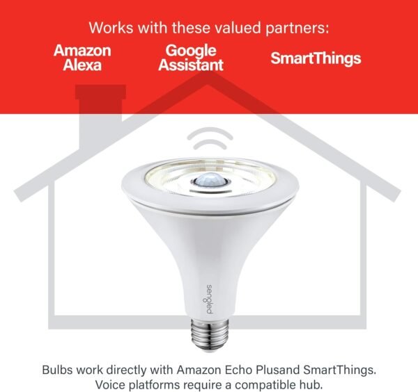 Sengled Smart Flood Light Bulbs work with SmartThings Hub, Echo 4th, Echo Plus, Alexa, Google, Zigbee Hub Required, PAR38 Led Bulb Motion Sensor Light Outdoor, Dusk to Dawn, 3000K, 1200LM, 1 Pack - Image 3