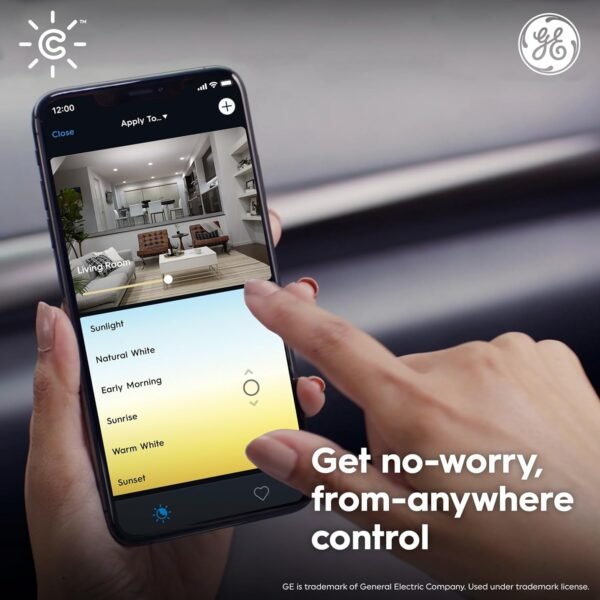 GE CYNC Smart LED Light Bulbs, Tunable White, Bluetooth and Wi-Fi, Works with Alexa and Google, A19 (2 Pack) - Image 7