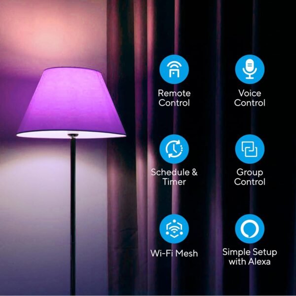 Smart Light Bulbs, 1100 Lumen, 90+CRI WiFi Mesh & Bluetooth Color Changing A19 Light Bulb, 16 Million DIY Colors RGB Light Bulbs, Compatible with Alexa, Google Assistant Home App, 1 Pack - Image 2