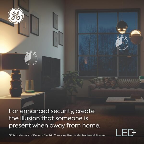 GE LED+ Timer A19 LED Light Bulbs, Built-in Automatic Indoor Timer Light, 8W, Soft White (1 Pack) - Image 5